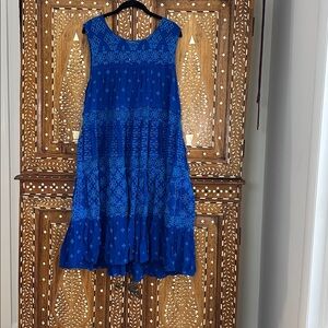 Johnny Was Royal Blue Floral Midi Dress